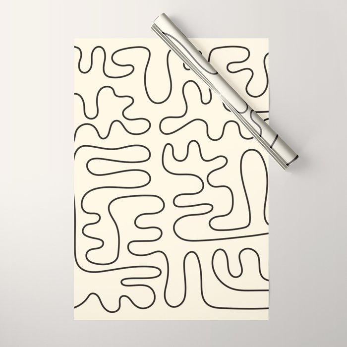 Abstract Lines 2 black and white Wrapping Paper Gallery Image 1