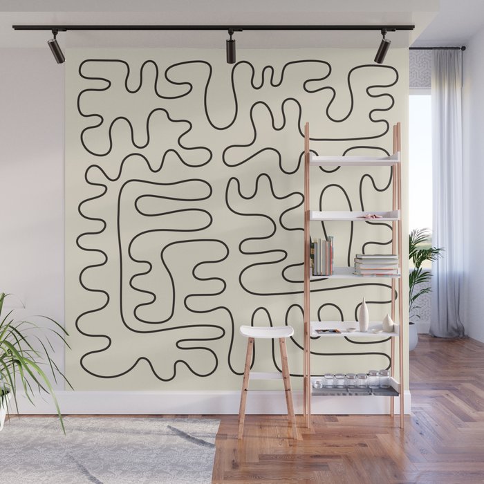 Abstract Lines 2 black and white Wall Mural Gallery Image 1