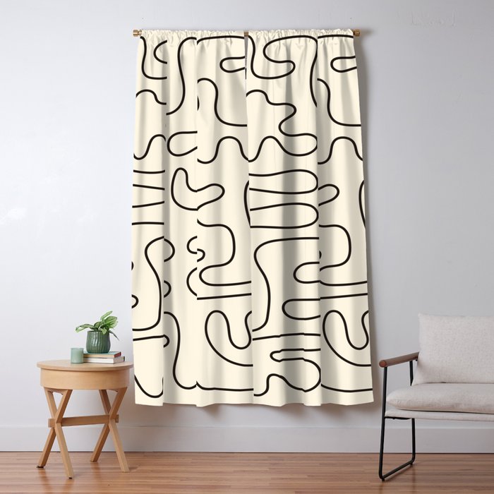 Abstract Lines 2 black and white Window Curtain Gallery Image 1