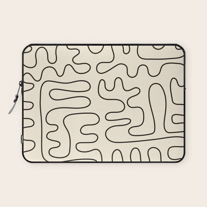 Abstract Lines 2 black and white Laptop Sleeve Gallery Image 1