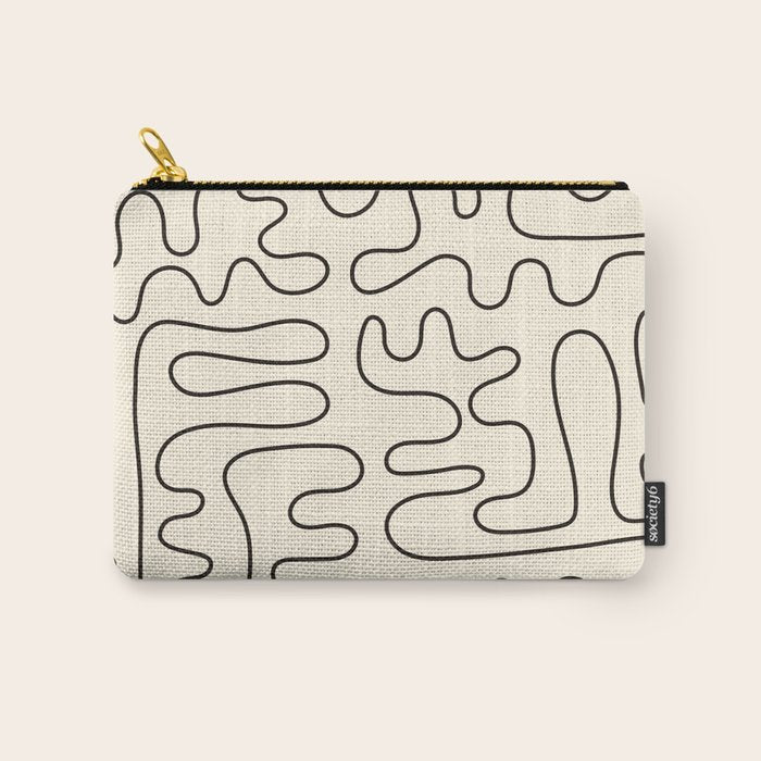 Abstract Lines 2 black and white Carry All Pouch Gallery Image 1
