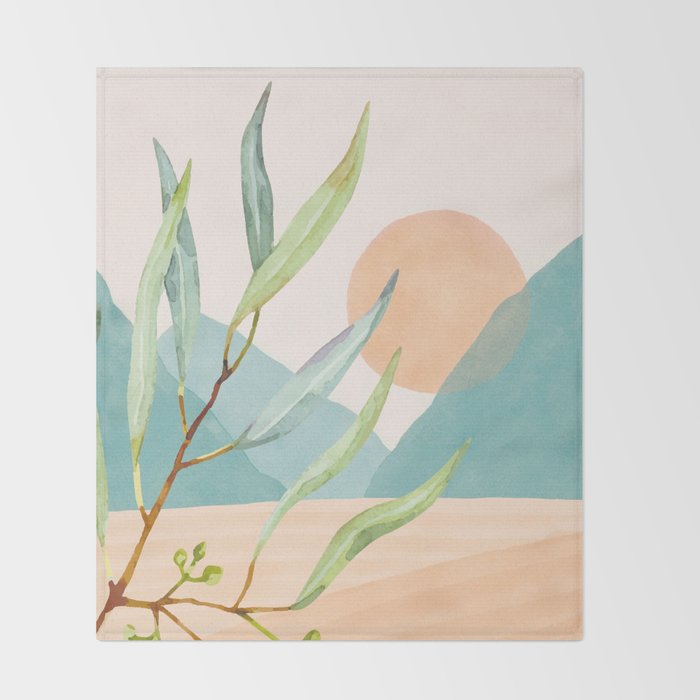 Setting Sun over the Sea 1 Throw Blanket Gallery Image 2