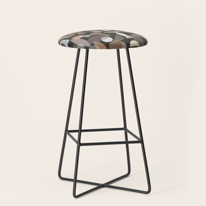 Modern Abstract Geometric Neutral Dark Earthy Tones with Natural Fabric Texture Stool Gallery Image 1