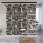 Modern Abstract Geometric Neutral Dark Earthy Tones with Natural Fabric Texture Wall Mural Gallery Image 1