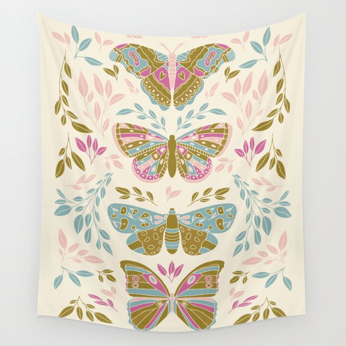 Vintage Butterflies  Wall Tapestry Gallery Image 1