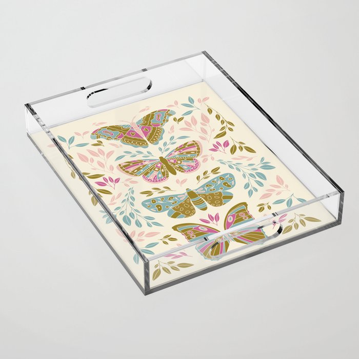 Vintage Butterflies  Acrylic Tray Gallery Image 1