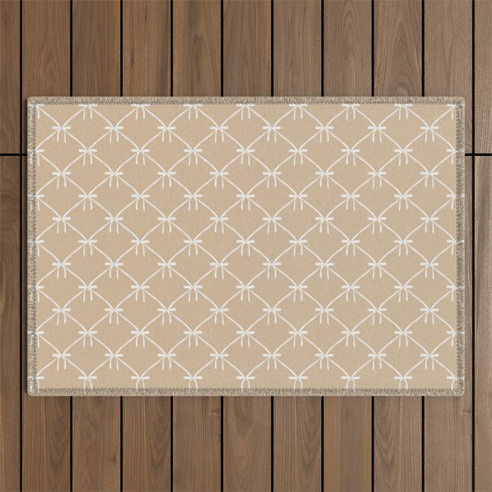 Bows & Ribbons Pattern XLV Neutral Beige Outdoor Rug Gallery Image 1