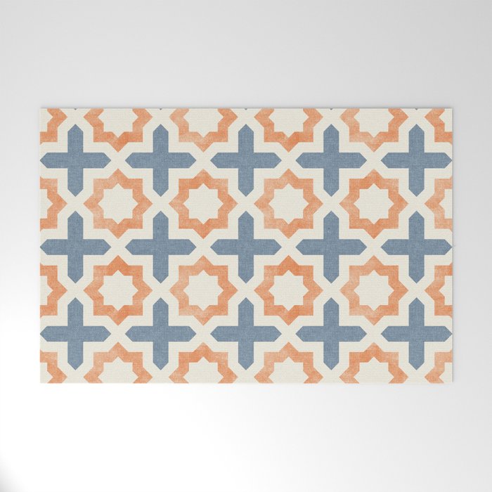 river stars - tangerine and blue Welcome Mat Gallery Image 1