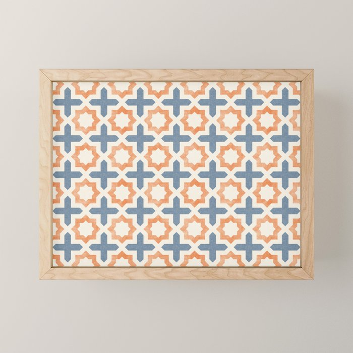 river stars - tangerine and blue Mini Art Print Gallery Image 1
