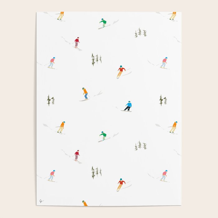 Mountain Skiers Pattern Poster Gallery Image 4