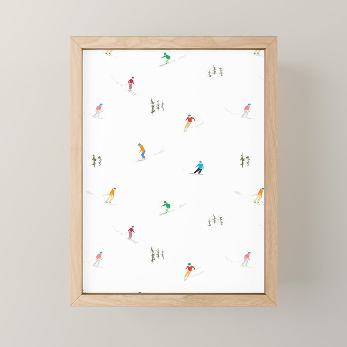 Mountain Skiers Pattern Mini Art Print Gallery Image 1