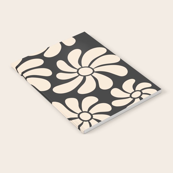 Black and White Retro Super Bloom - 70's vibe  Notebook Gallery Image 1