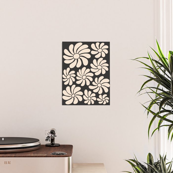 Black and White Retro Super Bloom - 70's vibe  Poster Gallery Image 2