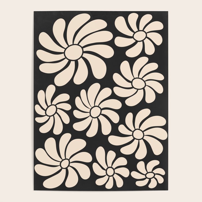 Black and White Retro Super Bloom - 70's vibe  Poster Gallery Image 4