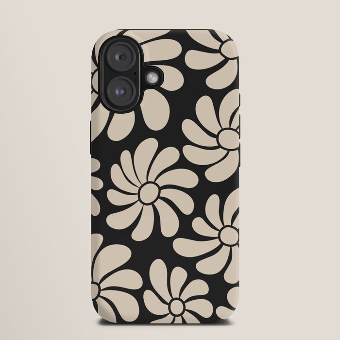 Black and White Retro Super Bloom - 70's vibe  iPhone Case Gallery Image 9