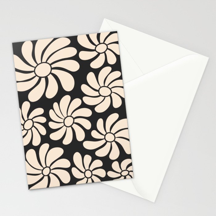 Black and White Retro Super Bloom - 70's vibe  Stationery Card Gallery Image 2