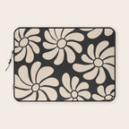 Black and White Retro Super Bloom - 70's vibe  Laptop Sleeve Gallery Image 1