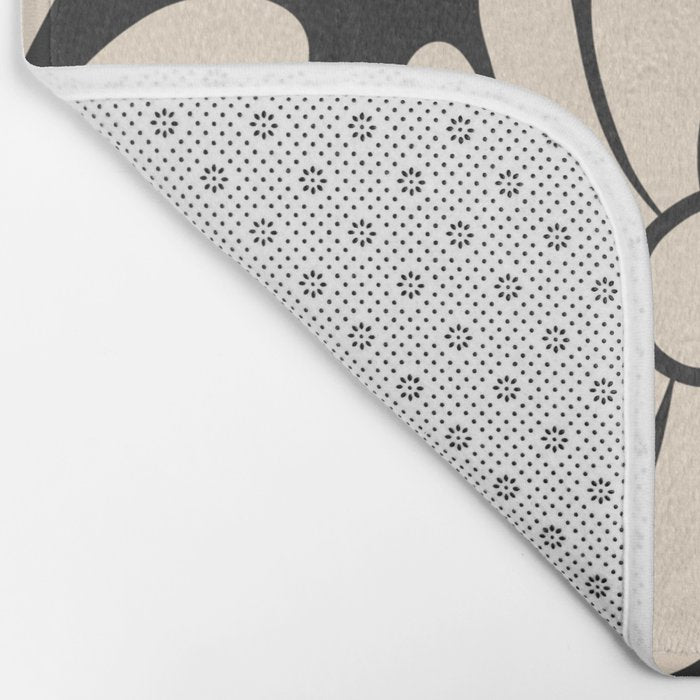 Black and White Retro Super Bloom - 70's vibe  Bath Mat Gallery Image 2