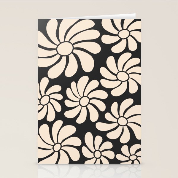 Black and White Retro Super Bloom - 70's vibe  Stationery Card Gallery Image 2