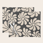 Black and White Retro Super Bloom - 70's vibe  Placemat Gallery Image 1