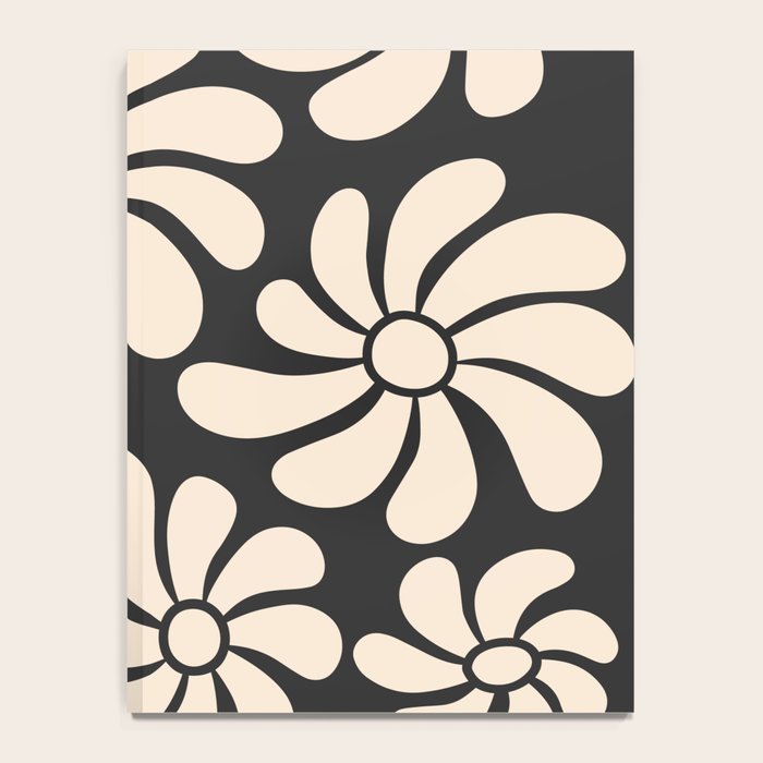 Black and White Retro Super Bloom - 70's vibe  Notebook Gallery Image 4
