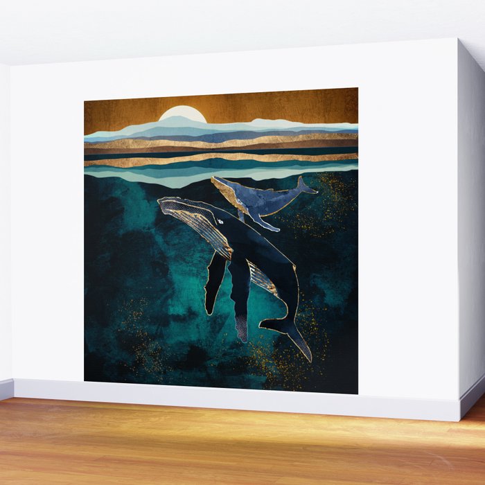 Moonlit Whales Wall Mural Gallery Image 2