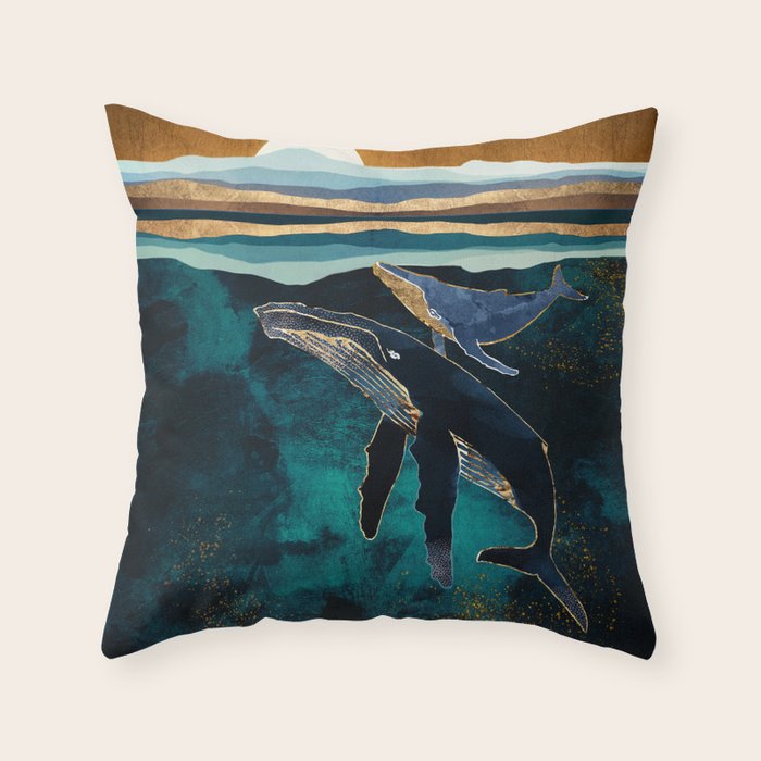 Moonlit Whales Throw Pillow Gallery Image 6