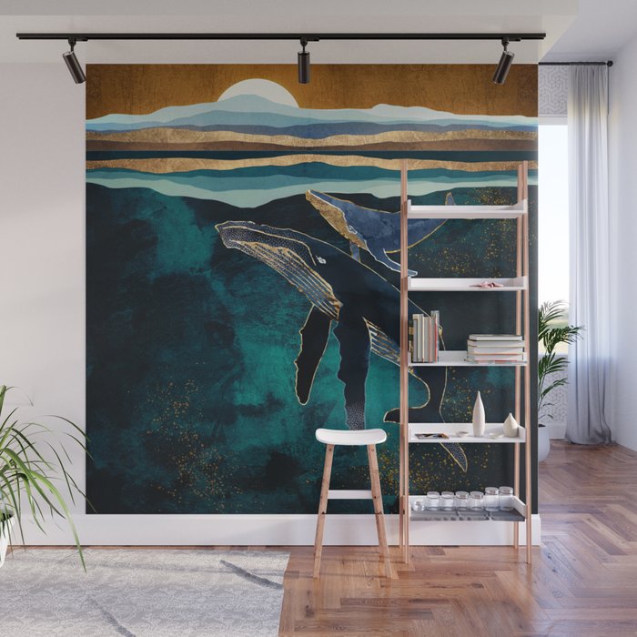 Moonlit Whales Wall Mural Gallery Image 1