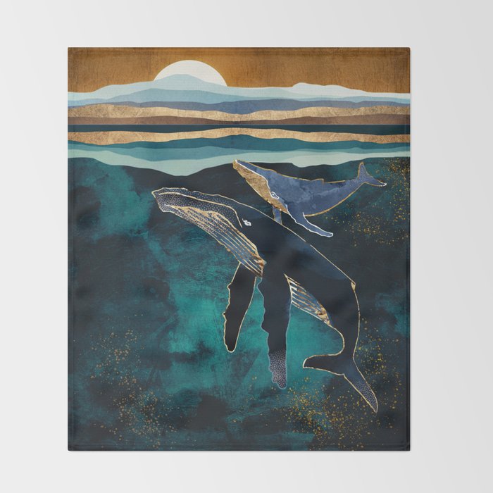 Moonlit Whales Throw Blanket Gallery Image 2