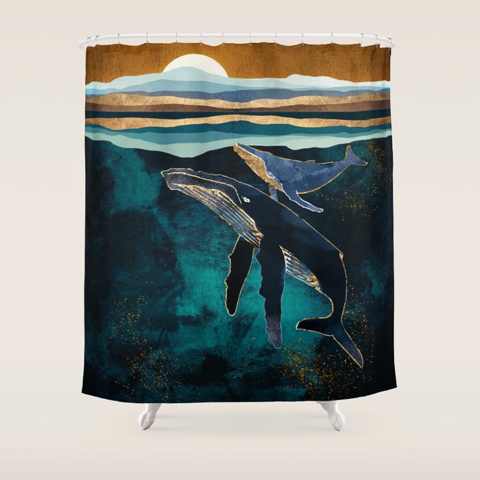 Moonlit Whales Shower Curtain Gallery Image 1