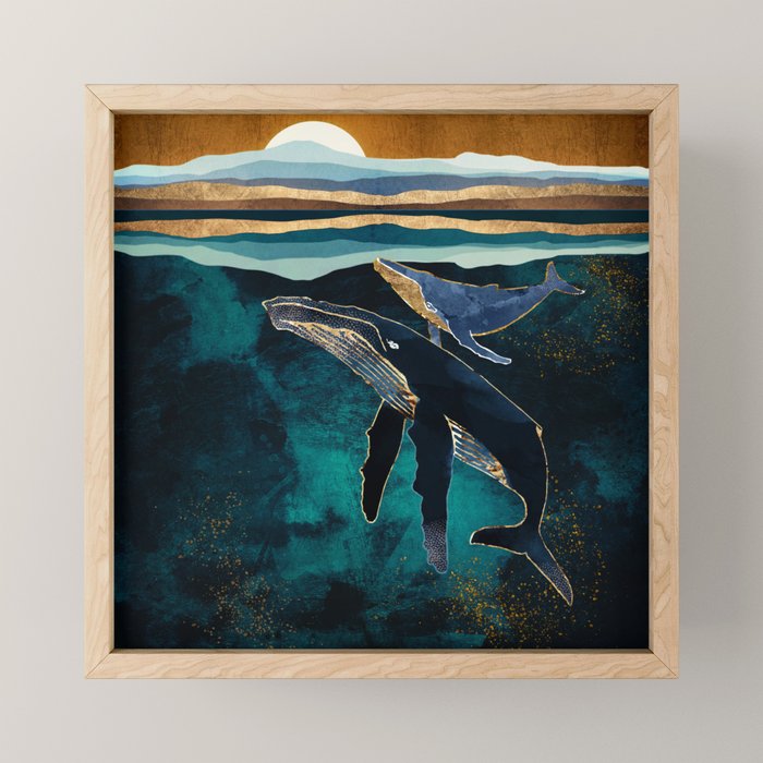 Moonlit Whales Mini Art Print Gallery Image 1