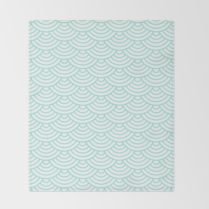 Seafoam Blue Japanese wave pattern Throw Blanket Gallery Image 2