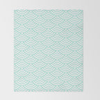 Seafoam Blue Japanese wave pattern Throw Blanket Gallery Image 2
