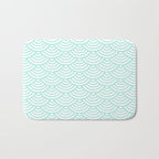 Seafoam Blue Japanese wave pattern Bath Mat Gallery Image 1