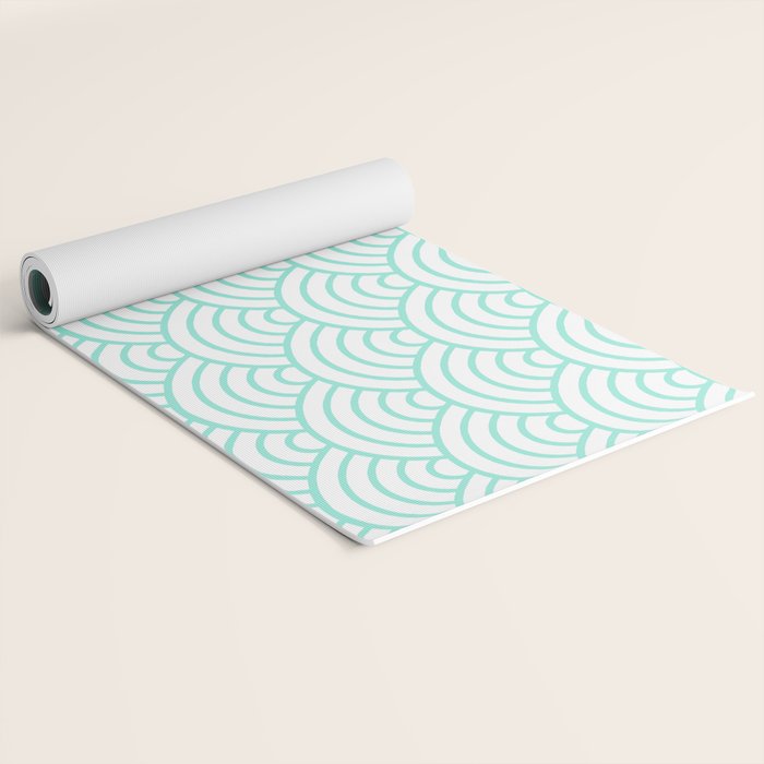 Seafoam Blue Japanese wave pattern Yoga Mat Gallery Image 2