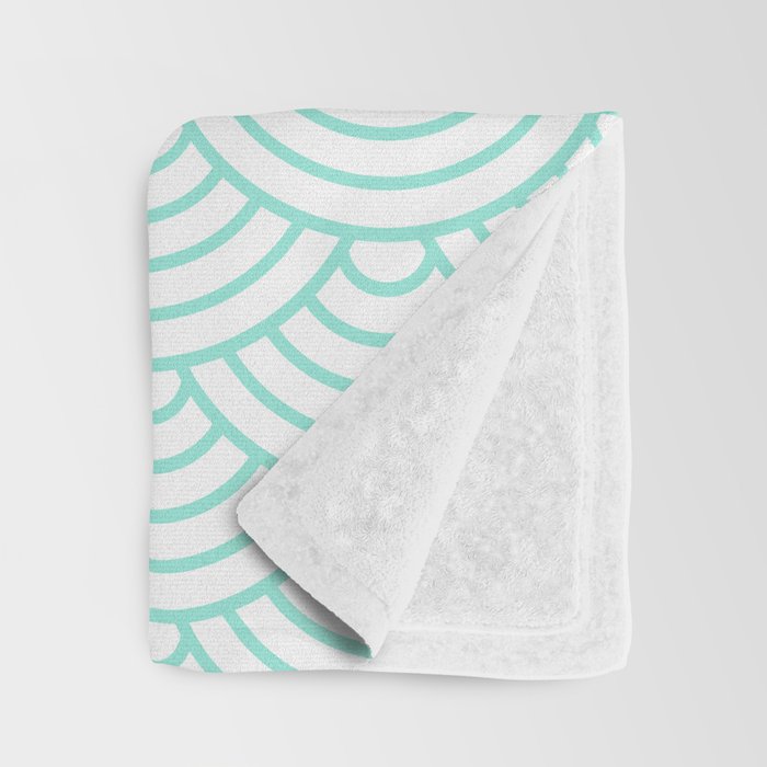 Seafoam Blue Japanese wave pattern Throw Blanket Gallery Image 3