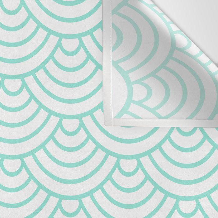 Seafoam Blue Japanese wave pattern Wall Tapestry Gallery Image 3