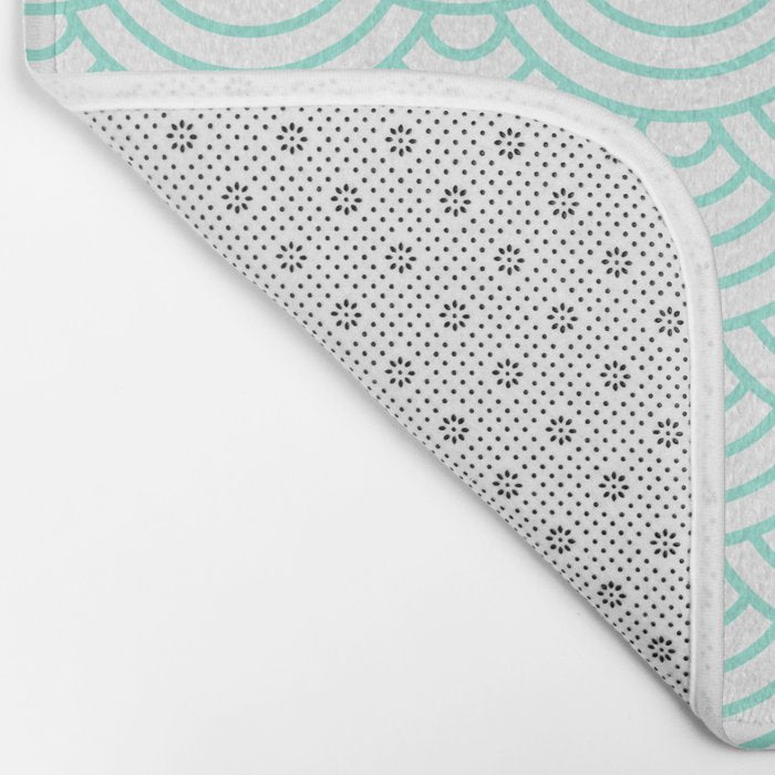 Seafoam Blue Japanese wave pattern Bath Mat Gallery Image 2