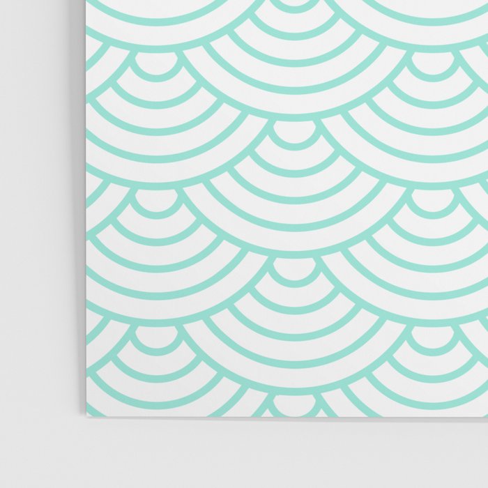 Seafoam Blue Japanese wave pattern Poster Gallery Image 3