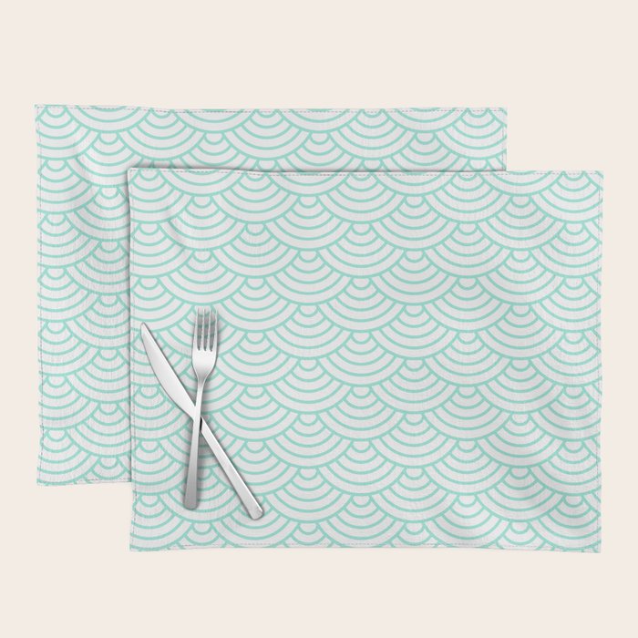 Seafoam Blue Japanese wave pattern Placemat Gallery Image 1