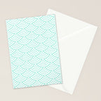 Seafoam Blue Japanese wave pattern Stationery Card Gallery Image 2