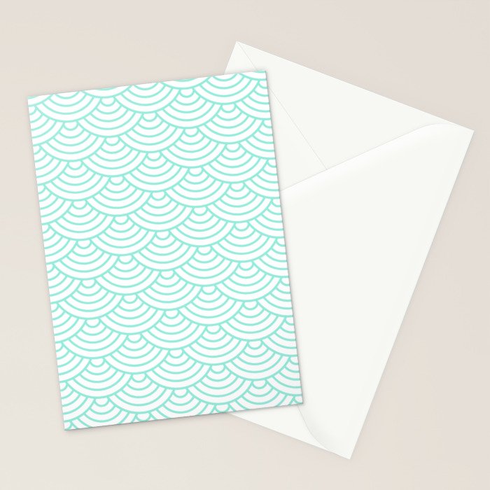 Seafoam Blue Japanese wave pattern Stationery Card Gallery Image 2