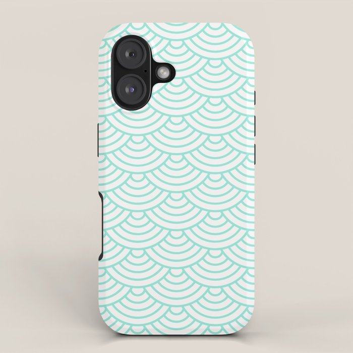 Seafoam Blue Japanese wave pattern iPhone Case Gallery Image 1