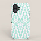 Seafoam Blue Japanese wave pattern iPhone Case Gallery Image 1
