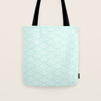 Seafoam Blue Japanese wave pattern Tote Bag Gallery Image 1