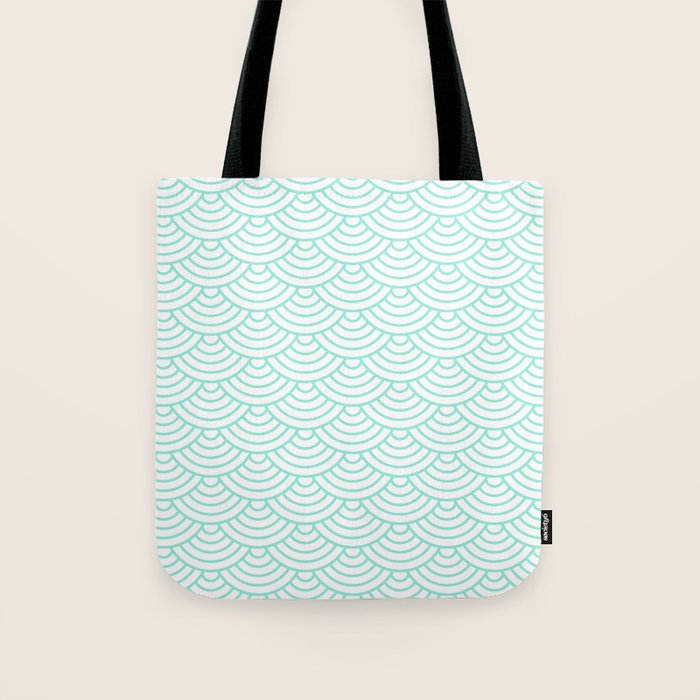 Seafoam Blue Japanese wave pattern Tote Bag Gallery Image 1