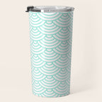 Seafoam Blue Japanese wave pattern Travel Mug Gallery Image 3