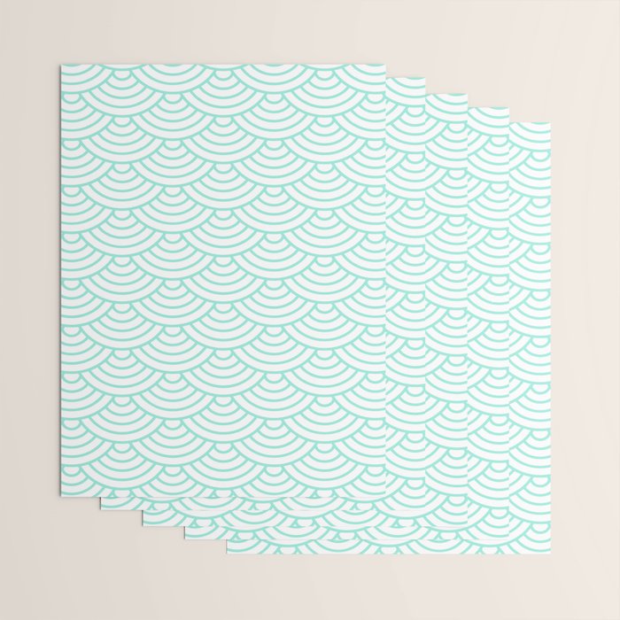 Seafoam Blue Japanese wave pattern Wrapping Paper Gallery Image 3