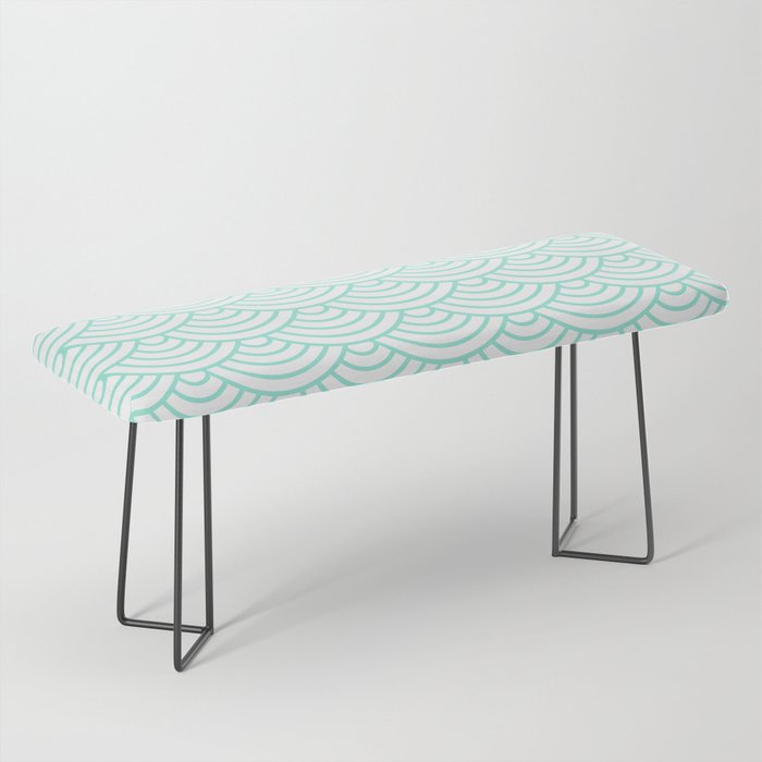 Seafoam Blue Japanese wave pattern Bench Gallery Image 1