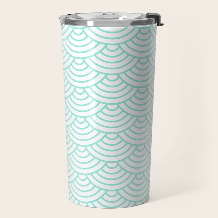 Seafoam Blue Japanese wave pattern Travel Mug Gallery Image 2